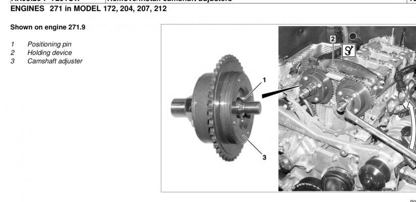 M271 engine timing chain and camshaft sprockets, Engine