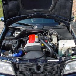 Overview of the engine bay showing the Turbocharger