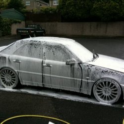 Before.....White merc  with the aid of Snow Foam!