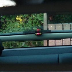 Parking sensor display, view from rear view mirror