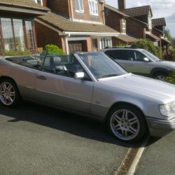 1995 CE220 Cabriolet, Silver, Brabus alloys.