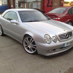 Reiger front splitter. As she looks with the hard top. Brabus 'S' monoblock 19in wheels and front and rear skirts. Lowered suspension with Eibach spri