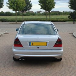 -W208 GPS Ariel
-C43 AMG rear bumper with Matt-Black Diffuser cut out
-C43 AMG exhaust
-OEM Rear blind (manual version)
-Debadged