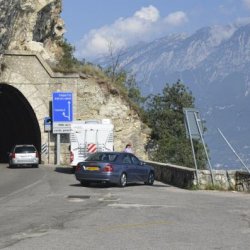 My own steed, taking a breather just before one of the last tunnels leading up to Riva on the West side of the lake