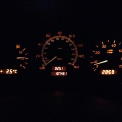 The dash at night - the dials are white by day.