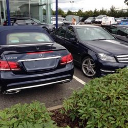 My new E400 not yet registered and parked next to current C350 petrol V6...