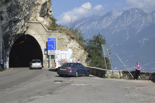 My own steed, taking a breather just before one of the last tunnels leading up to Riva on the West side of the lake