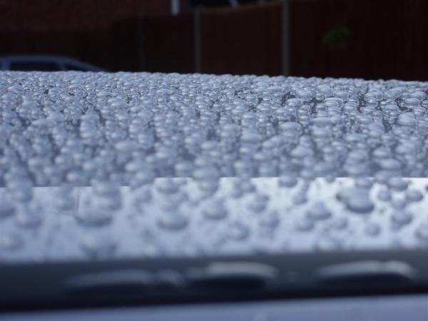 Rain beading on roof after waxing