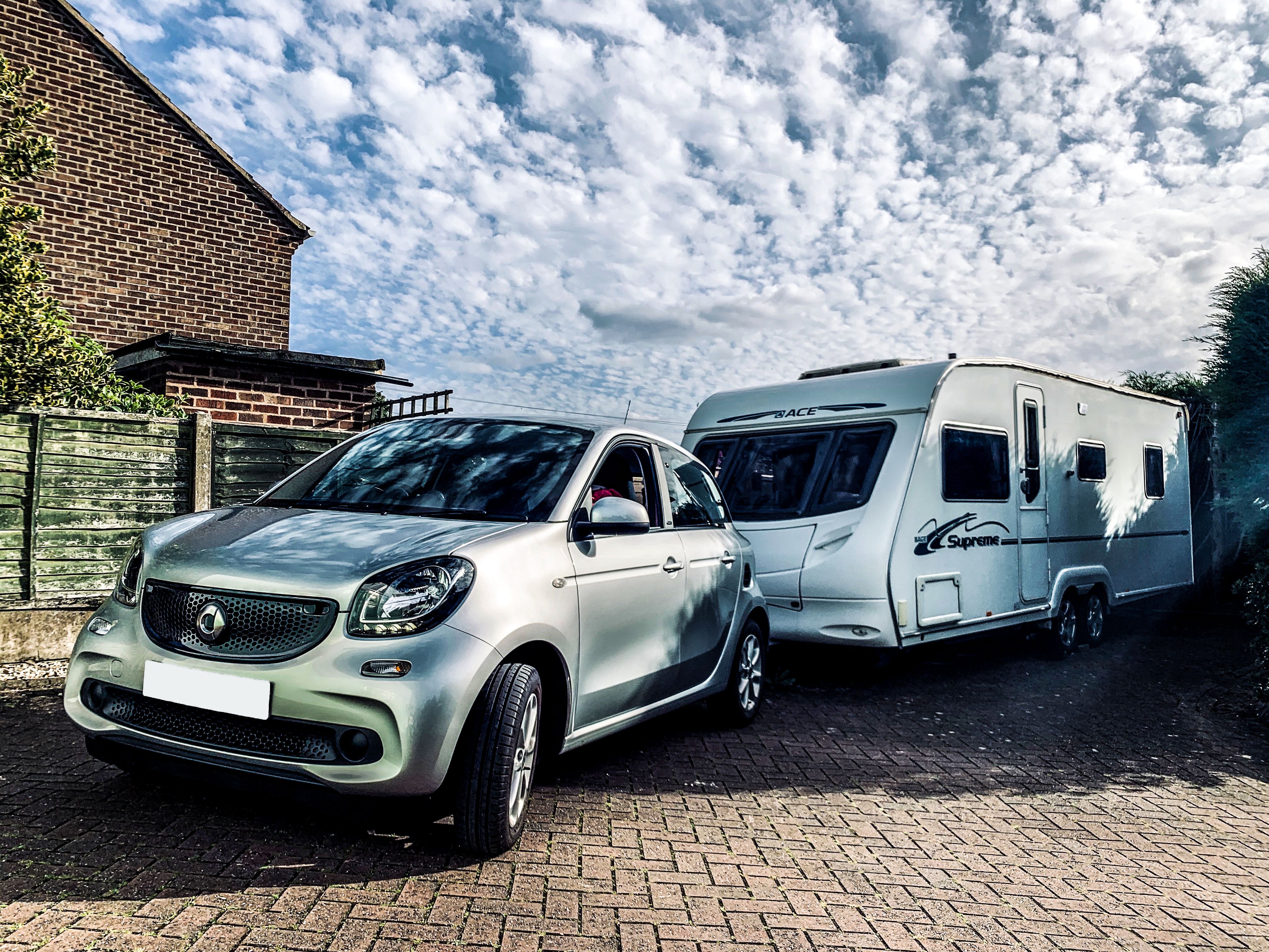 Smart ForFour towing a caravan